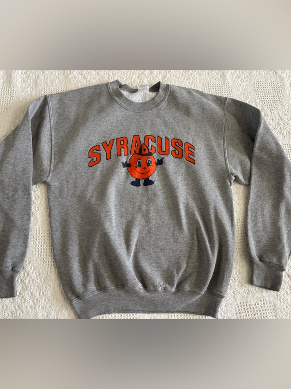 Vintage 90s Syracuse Orangemen Gray Crewneck Sweatshirt Unisex Medium Jerzees